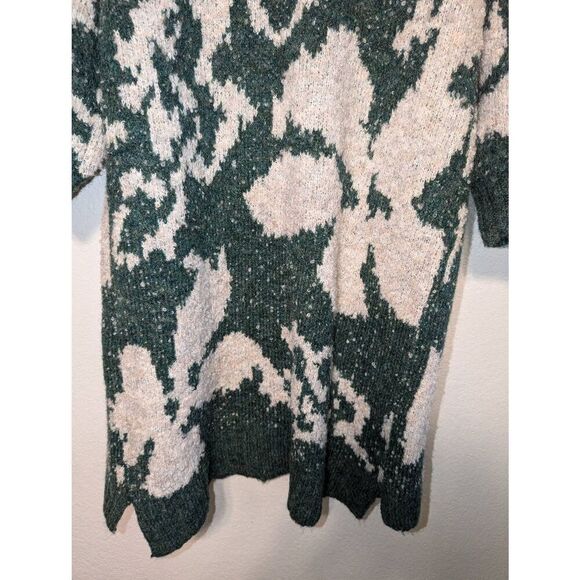 Brazos Market Women's Open Front Duster Sweater Cardigan Green and Cream One Sz - Picture 15 of 15